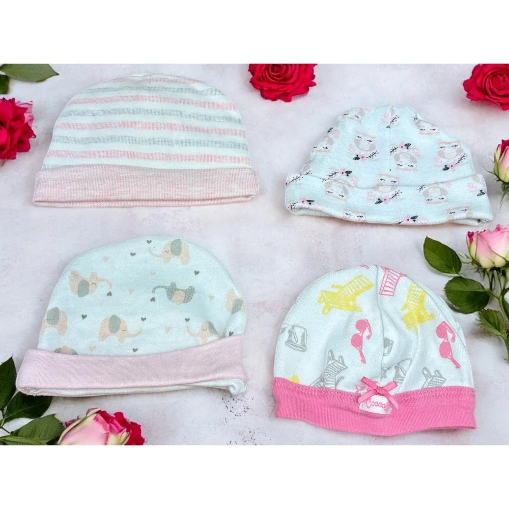 Baby Girl Beanie Hat  Mixed Lot Of‎ 4 Newborn On Up Various Sizes
